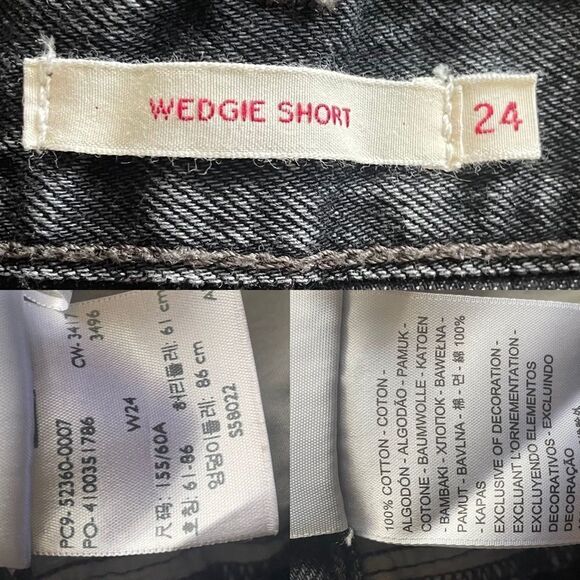 𝅺LEVI’S Black High Waisted Studded Embellished Cut Off Denim Shorts 24 - Picture 3 of 3